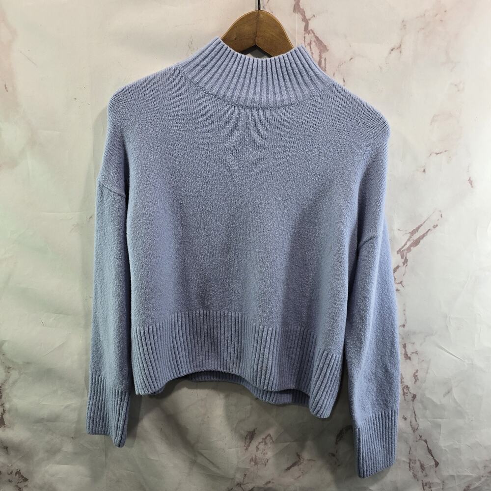 & Other Stories Sweater Womens Small Light Blue Wool Knit Mock Boxy Oversized